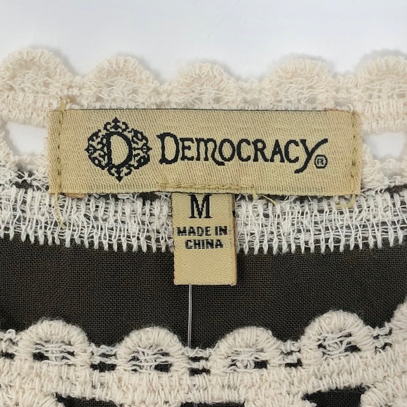 Democracy Embroidered Crochet Top in Olive Green - Picture 12 of 16